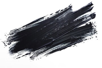 Dynamic black brush stroke on white background.