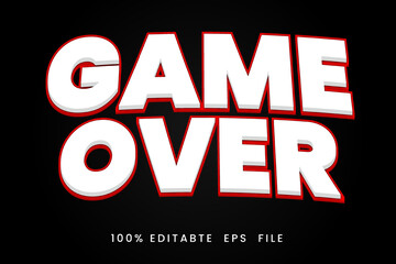 vector game over 3d text effect Fully Editable.