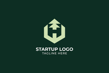 letter H negative space abstract minimal logo, letter H tree eco friendly logo, letter H hexagon iconic logo, letter H fir tree logo, H Tree Monoline Logo, Great for Nature Conservation