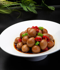 Chinese food, quail eggs appetizer