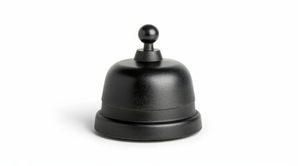 Modern service bell, sleek black finish, isolated against a plain white backdrop, detailed texture and shadow