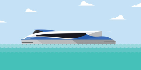 Dubai Water Taxi, Flat vector illustration