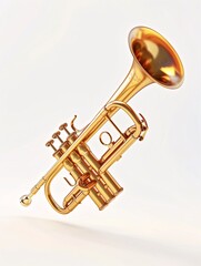 Obraz premium A 3D graphic of a horn instrument isolated on a white backdrop.