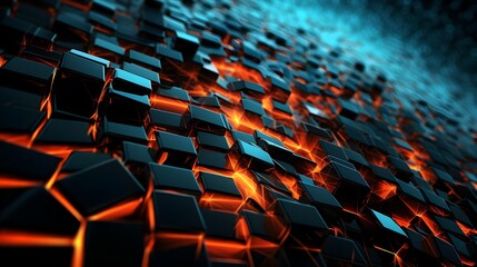 Fototapeta premium Vivid Abstract Sci-Fi Wire Mesh 3D Rendering for Modern Digital Art and Design