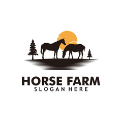 Horse Farm Logo Template Design Vector