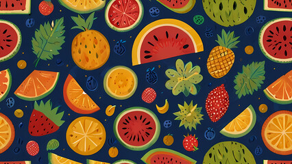 Pattern Illustration with a variety of fruit themes