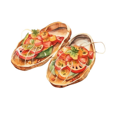 Illustration of  Huaraches ,a Mexican Food in White Background