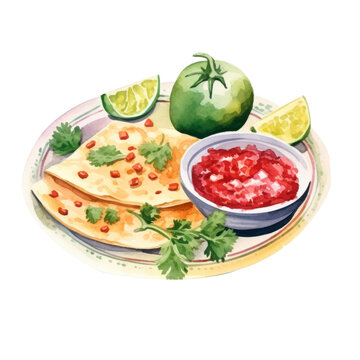 Illustration of  Memelas ,a Mexican Food in White Background