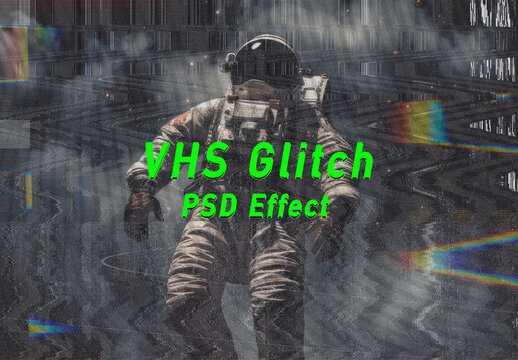 VHS Glitch PSD Effect
