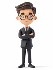 Obraz premium Legal Consultant male, Full body character, 3D render illustration, Clip art, Law and Legal Services, isolated on white background 