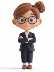 Legal Consultant female, Full body character, 3D render illustration, Clip art, Law and Legal Services, isolated on white background