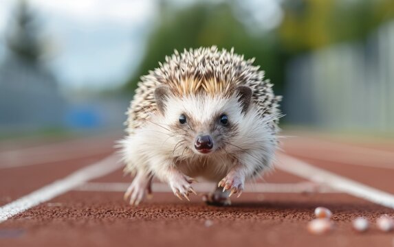 Hedgehog Running on Track.