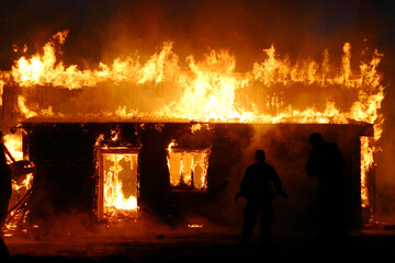 Burning house in a fire fighting simulation © Viggo Hansson