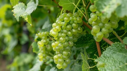 A Bunch of Green Grapes Hanging on a Vine