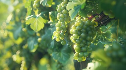 Vineyard with Lush Green Grapes