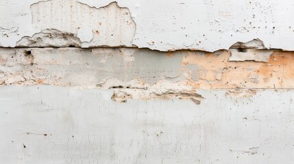 Constructed wall with visible layers of plaster and masonry, showcasing the structure, partition elements, and surface finishing, robust build