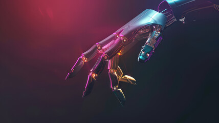 robot hand finger touch on dark background