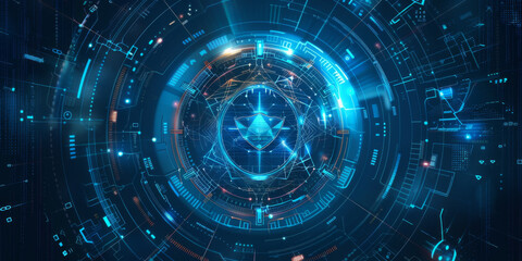 Obraz premium Wireframe of Cybersecurity Shield Data Protection and Privacy. Concept Cybersecurity, Data Protection
