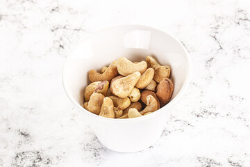 Cashew nuts heap in the bowl