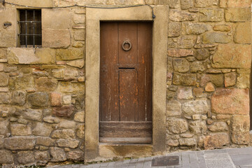 Old door in the medieval catalan town of Solsona in Catalonia, spain	