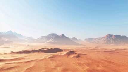 Naklejka premium Desert Landscape with Distant Mountains
