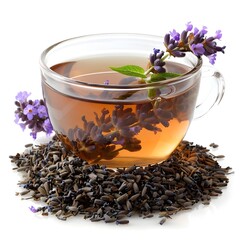Lavender Earl Grey Tea - Earl Grey tea infused with lavender, providing a fragrant and calming flavor, single objects, white background for remove background.