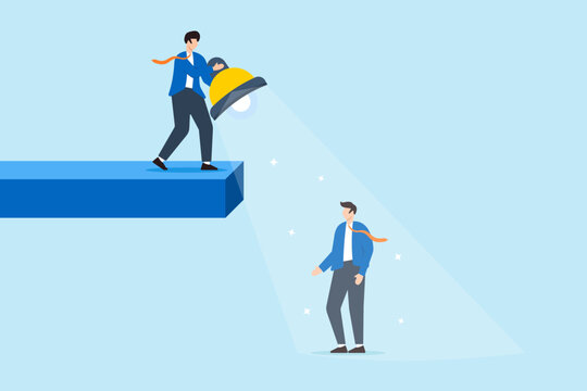 Recruiter using spotlight to highlight best candidate identifying top talent and focused recruitment