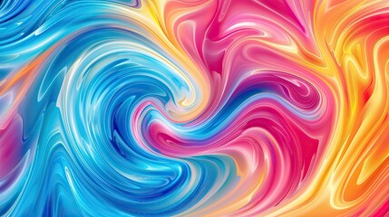 Fototapeta premium A vibrant abstract background with swirling patterns of bright colors like blue, pink, and yellow.