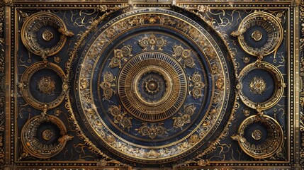 Obraz premium Baroque, Barocco Ornate Marble Ceiling Non-Linear Reformation Design with Intricate Accents Depicting Classic Elegance and Architectural Beauty