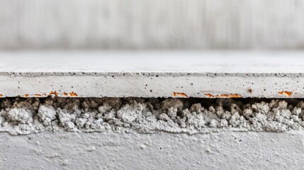 Cross-section of a concrete slab, illustrating reinforced cement layers with enhanced aggregate, emphasis on toughness and durability