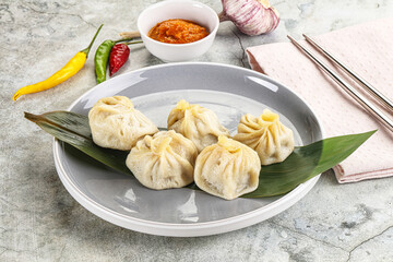 Chinese traditional steamed dumpligs momo