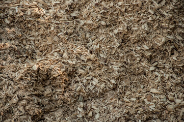 close up of processed wood waste and wood shavings