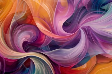 Obraz premium A dynamic abstract painting featuring a blend of vibrant colors and swirling shapes, An abstract blend of vibrant colors and swirling shapes