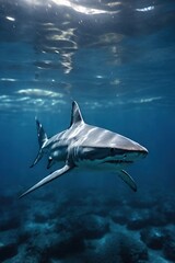 Obraz premium shark swimming in the deep ocean