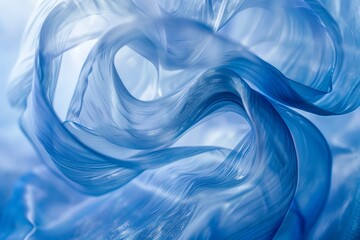 Obraz premium Delicate swirls of blue and white create a wave-like pattern in this abstract composition, An abstract composition featuring delicate swirls of varying shades of blue on a soft blue background