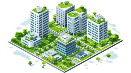 Green Cityscape - Isometric View of a Sustainable City