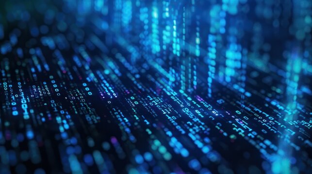 Abstract futuristic cyberspace with binary code, matrix background with digits, Programming code abstract technology background of software developer and Computer script, generative ai
