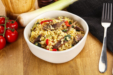 Bulgur with lamb and vegetables