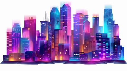 Fototapeta premium Cyberpunk architectural illustration on white background 