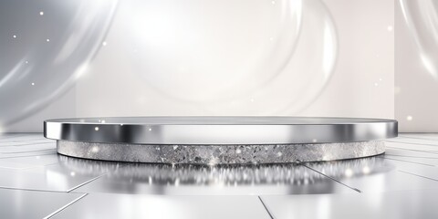 Obraz premium Silver Podium on a White Background