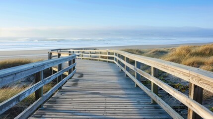 Obraz premium Wooden Pathway Leading to the Beach
