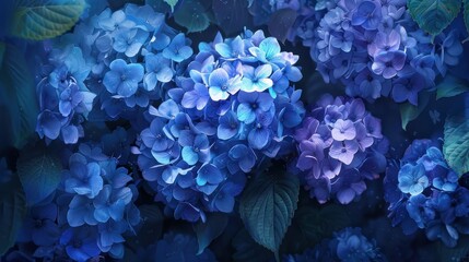 The location of hydrangea blossoms
