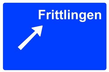 Illustration eines Autobahn-Ausfahrtschildes mit der Beschriftung 