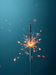 Close-up of a Sparkler Burning Brightly with Sparks Flying, Festivity and Celebration