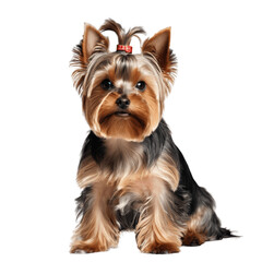 yorkshire terrier puppy isolated on transparent background