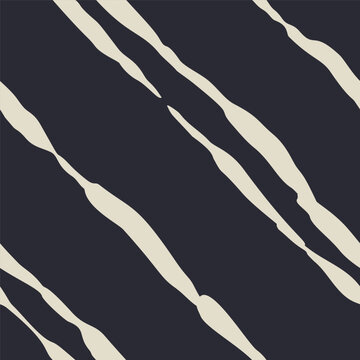 Monochrome dark blue and beige mudcloth seamless pattern with organic sketchy stripes. Vintage ethnic background. Aborigene style art tribal wallpaper.