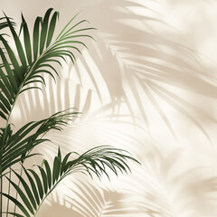 Minimalist shadow and lights of palm leaves background