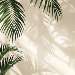 Minimalist shadow and lights of palm leaves background