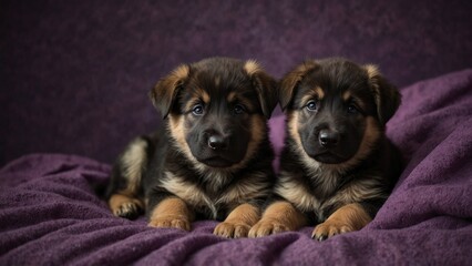 Cute puppy on solid background