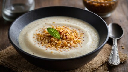 Creamy Cauliflower Soup with Almond Topping